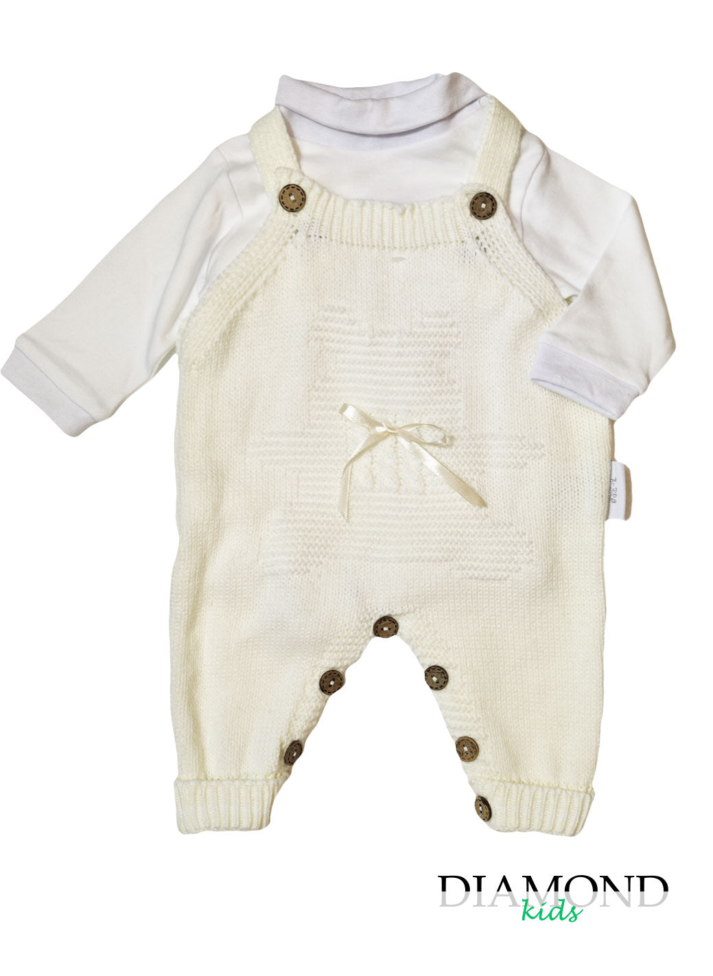 Salopette Neonata orsetto panna