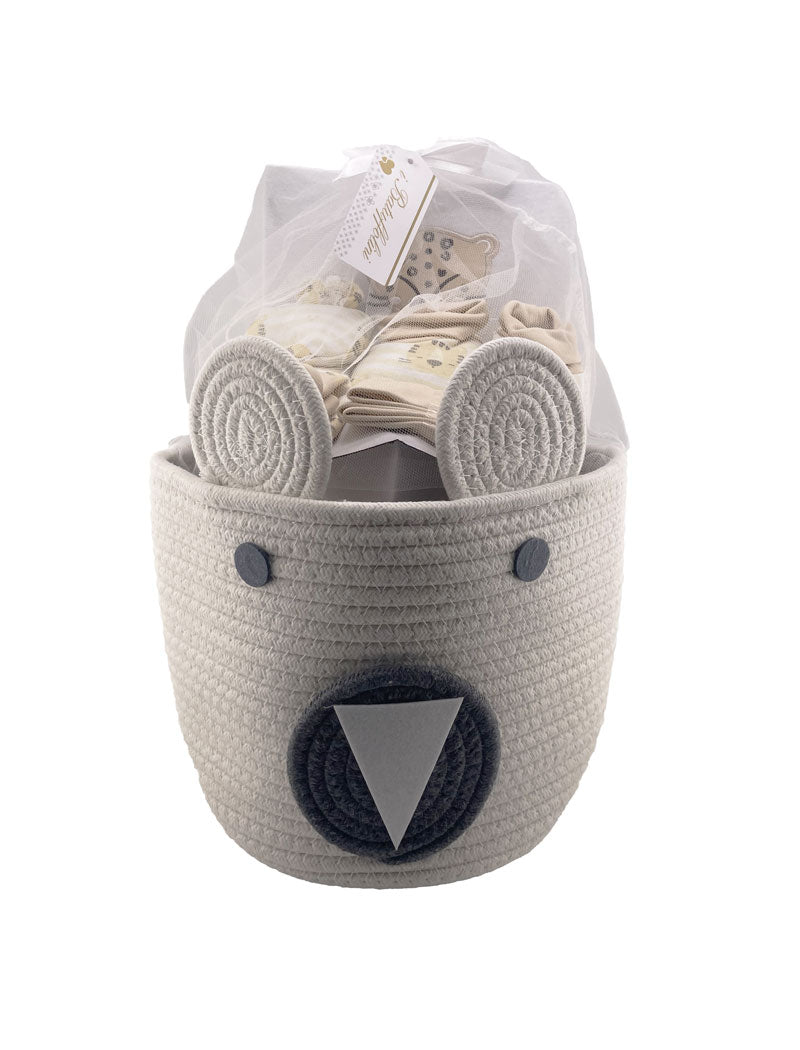 Set prima nascita cesta regalo 8 pezzi beige