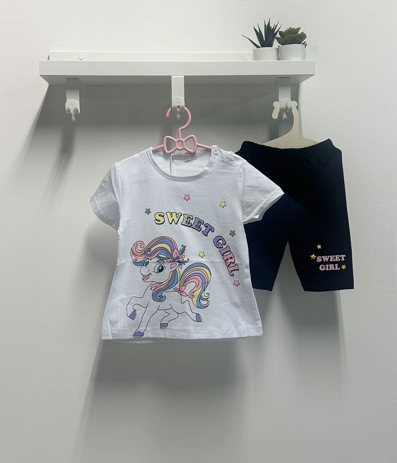 Completo Bambina Sweet Unicorn bianco