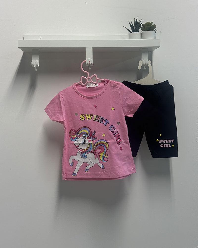 Completo Bambina Sweet Unicorn rosa