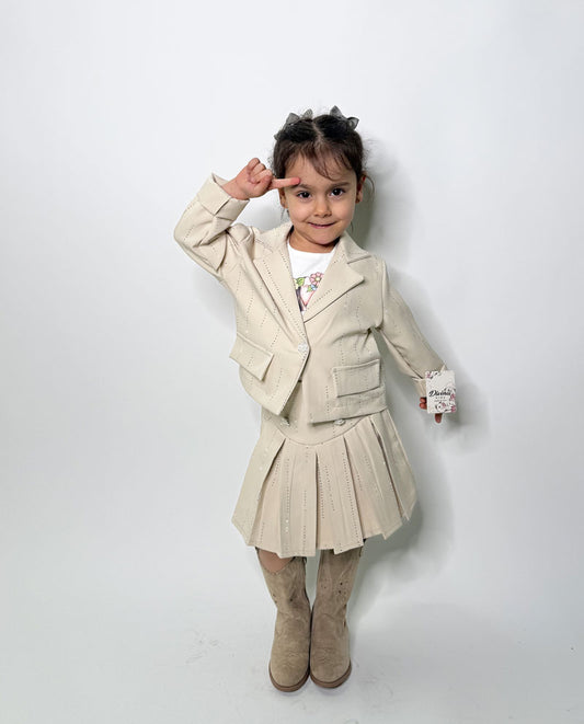 Completo Neonata Sparkling strass beige
