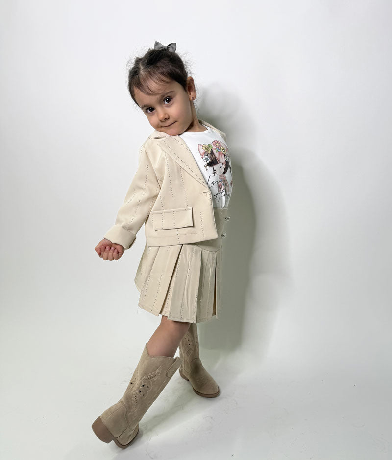 Completo Neonata Sparkling strass beige