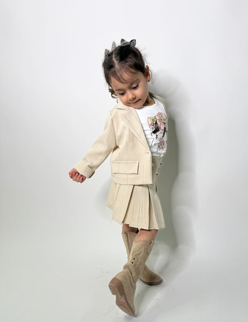 Completo Neonata Sparkling strass beige
