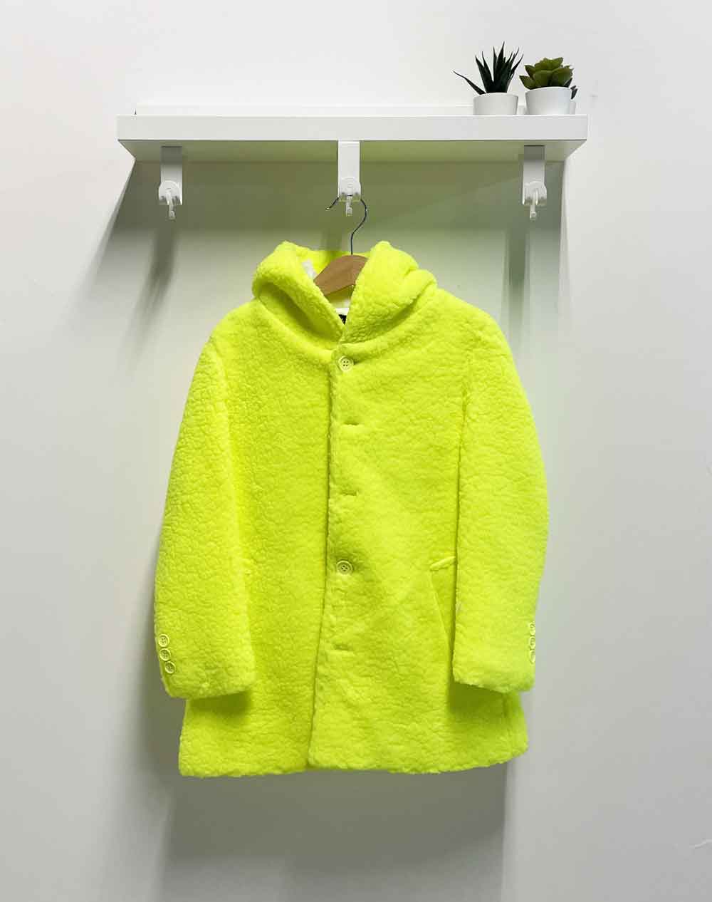 Unisex Teddy Fluorescent Yellow Children's Coat