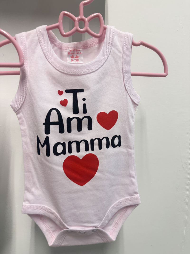 Coppia Body Neonata Ti amo rosa