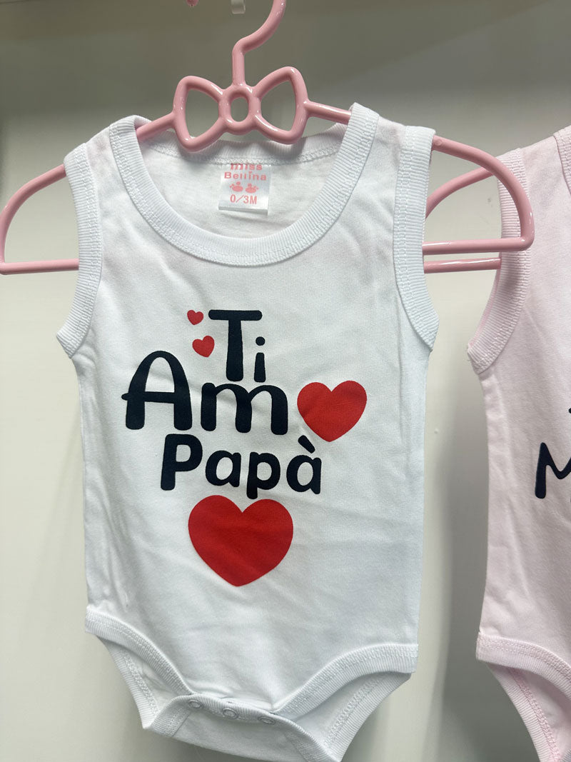 Coppia Body Neonata Ti amo rosa