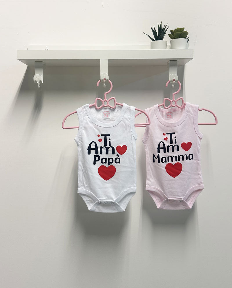 Coppia Body Neonata Ti amo rosa