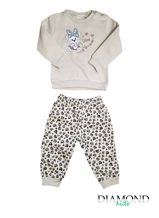 Completo Neonata Topolino animalier beige