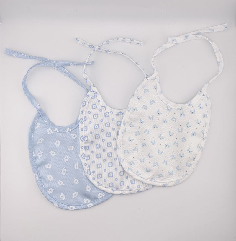 Tris bavette Nancy Baby fantasia azzurro