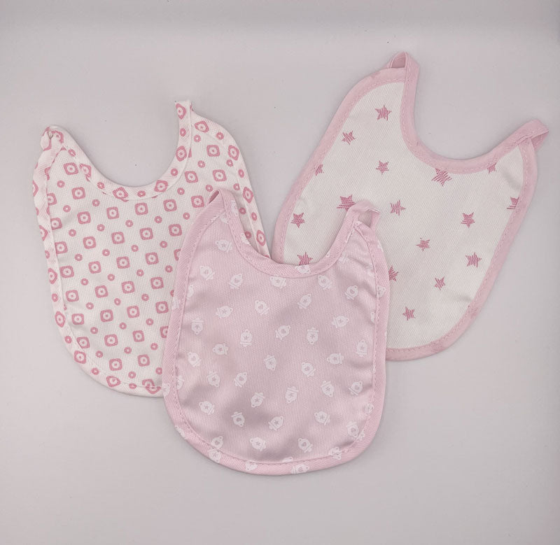 Tris bavette Nancy Baby fantasia rosa