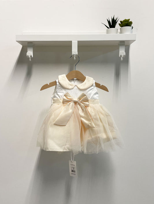 Abito neonato tulle fiocco coprispalle crema