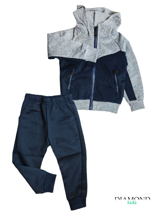 Completo Neonato Tuta blu e grigio