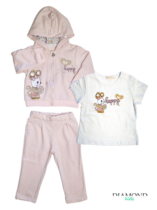 Completo Neonata Happy coniglietto rosa chiaro
