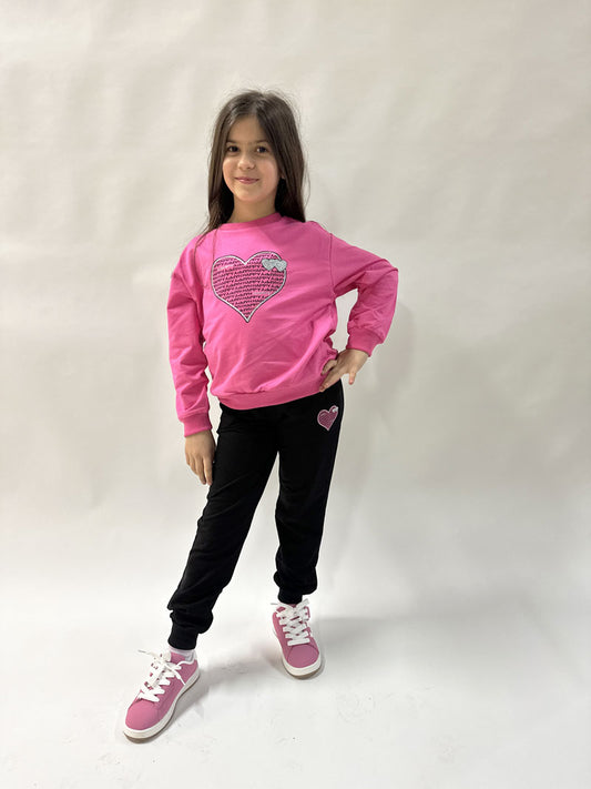 Completo Bambina Heart fucsia