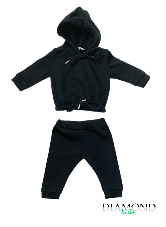 Completo Neonata Tuta nero camoscio