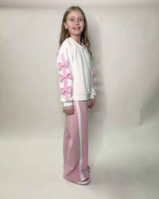 Completo Bambina fiocchi rosa e bianco
