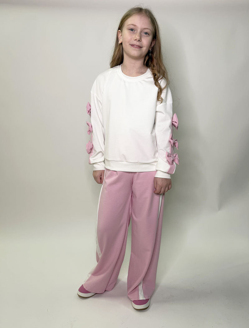 Completo Bambina fiocchi rosa e bianco