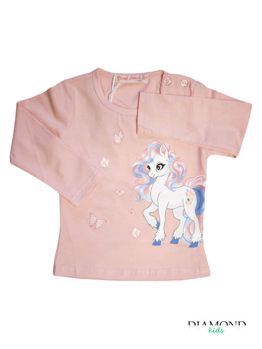 T-shirt Neonata Unicorn rosa pesca