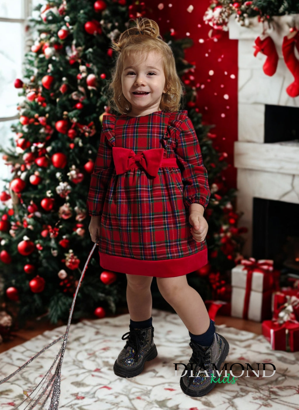 Abito Neonata Fiocco tartan rosso