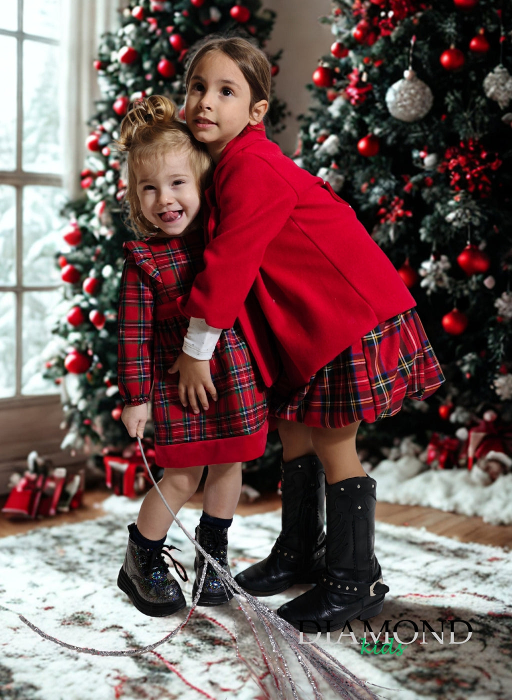 Abito Neonata Fiocco tartan rosso