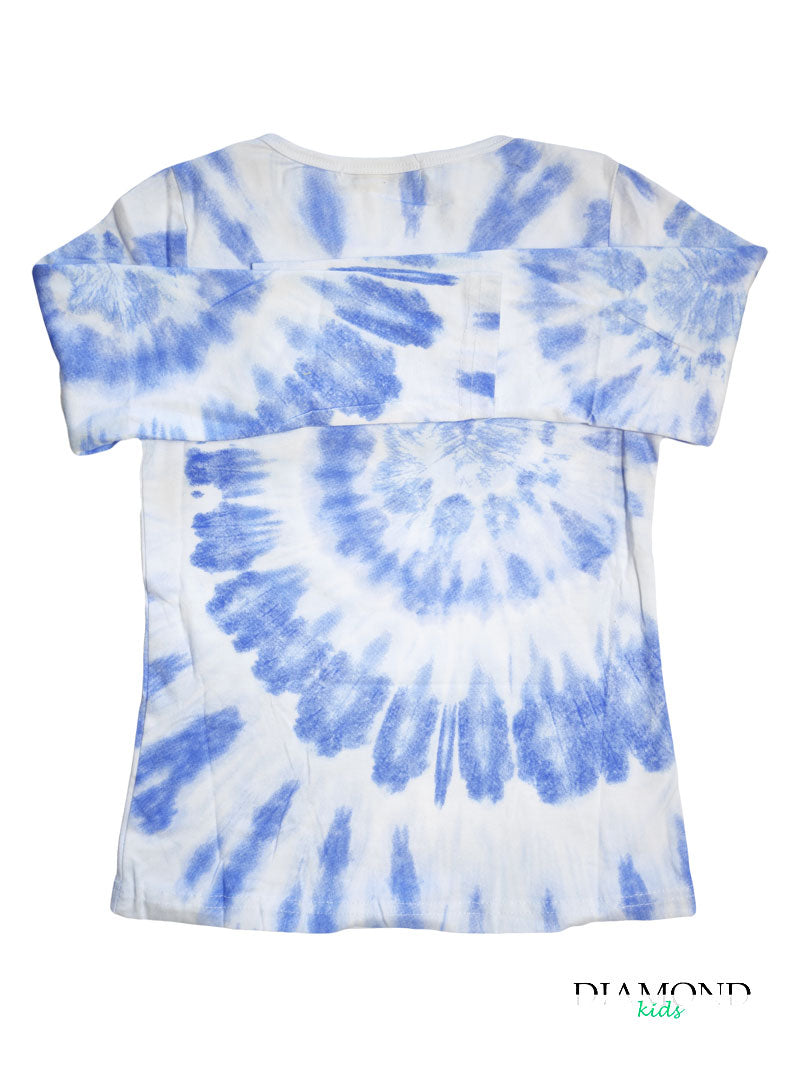 T-shirt Bambina Whatsup Tie dye blu