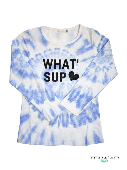T-shirt Bambina Whatsup Tie dye blu