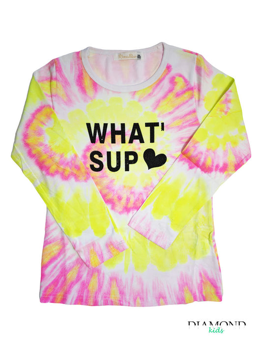 T-shirt Bambina Whatsup Tie dye gialla