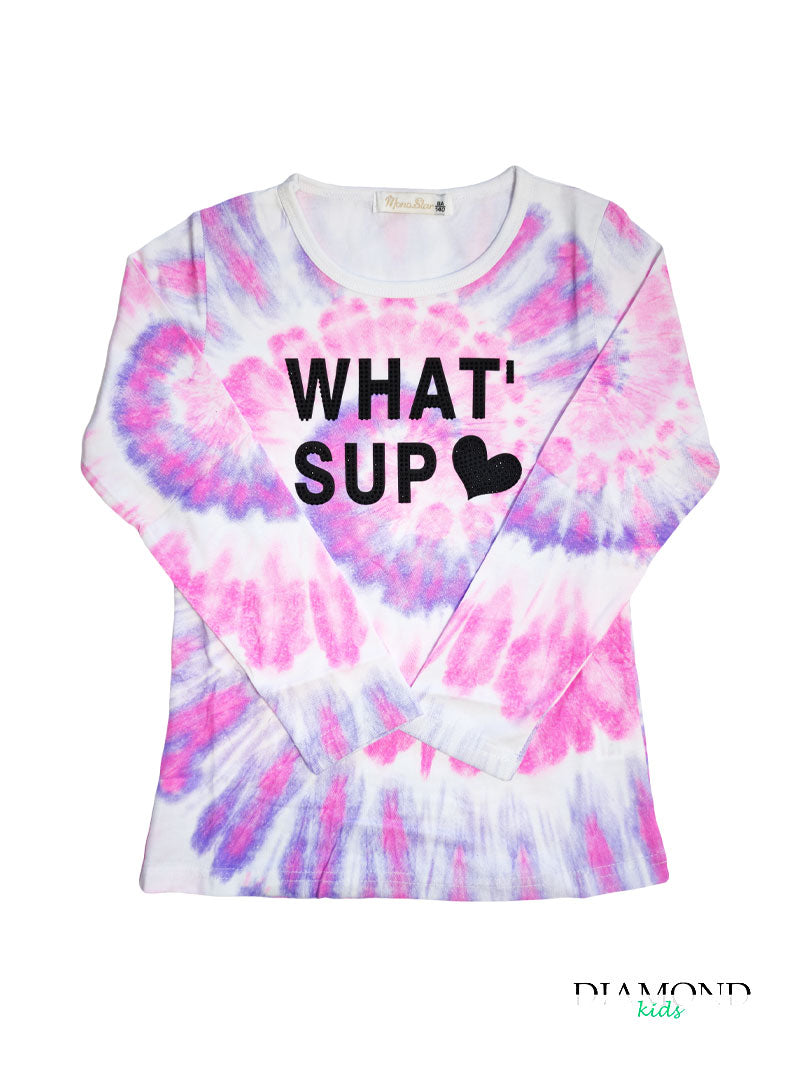 T-shirt Bambina Whatsup Tie dye lilla