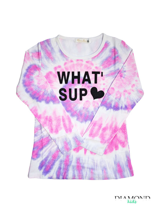 T-shirt Bambina Whatsup Tie dye lilla